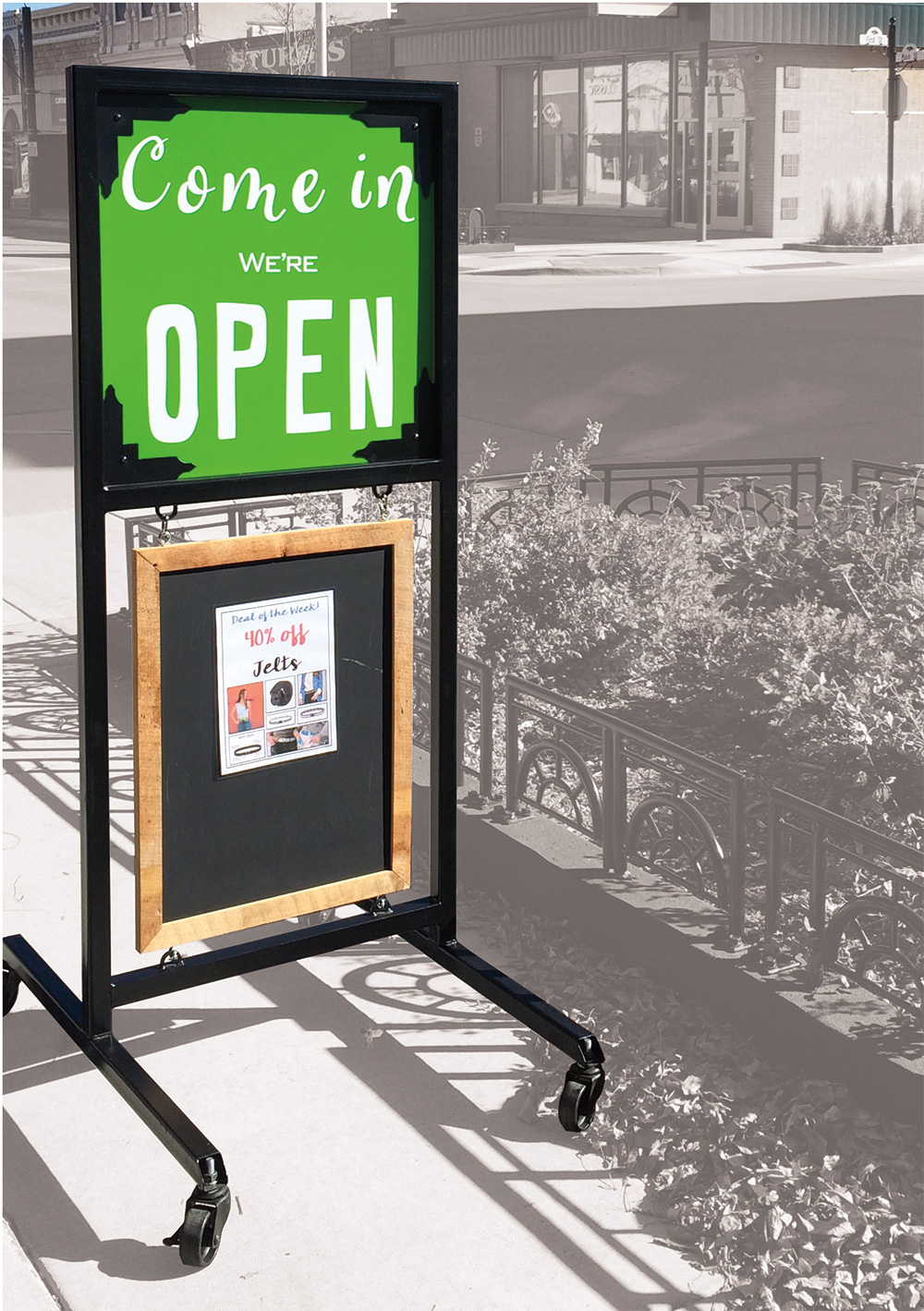 Sign in downtown Sturgis saying Come in We're Open